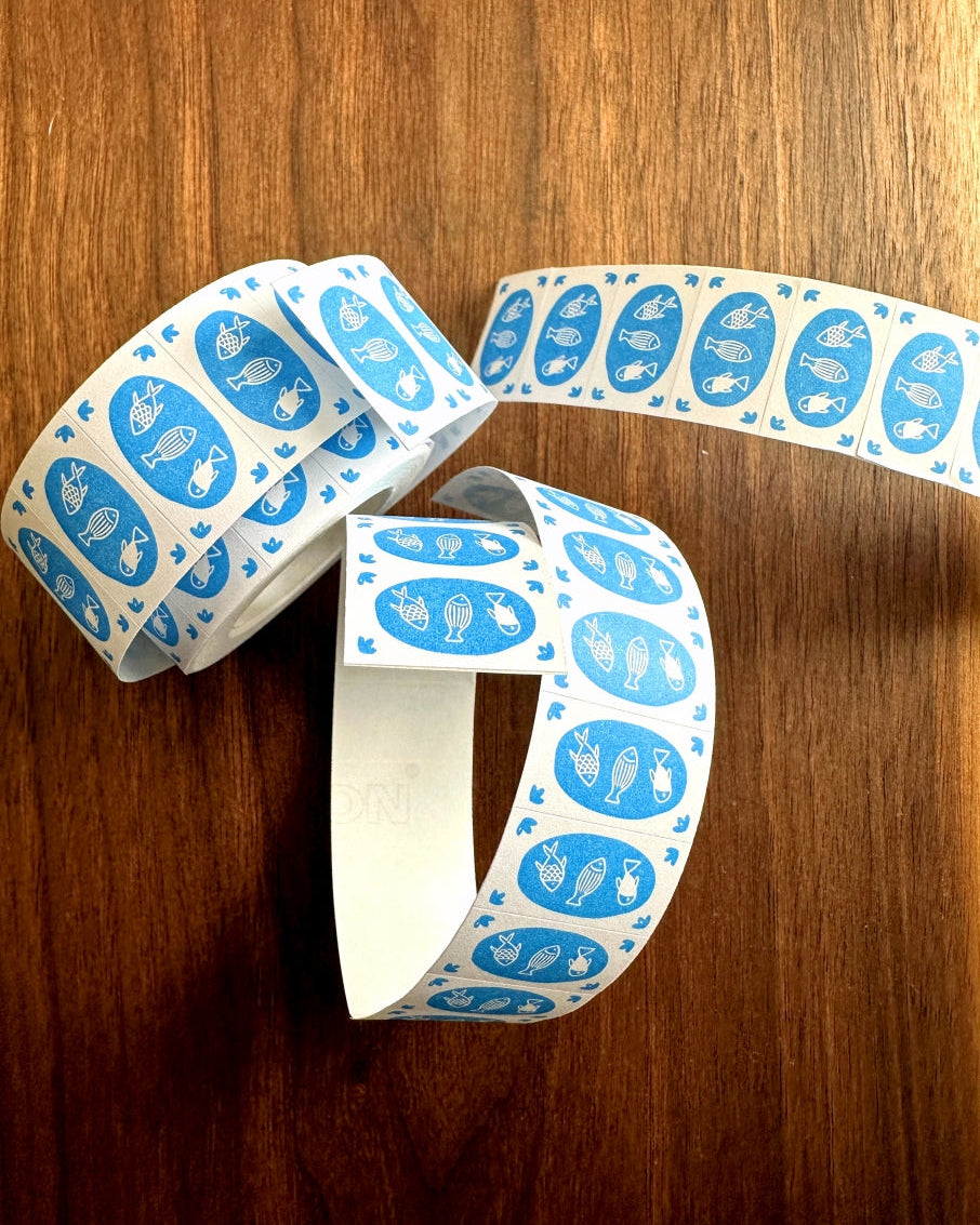 Somesortoffern - Mini Fishes label sticker roll SAMPLES