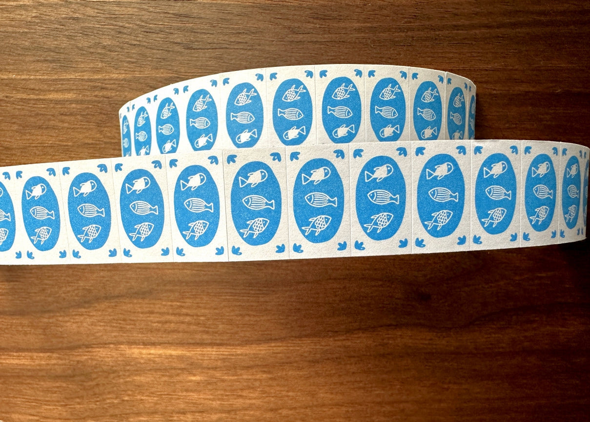 Somesortoffern - Mini Fishes label sticker roll SAMPLES