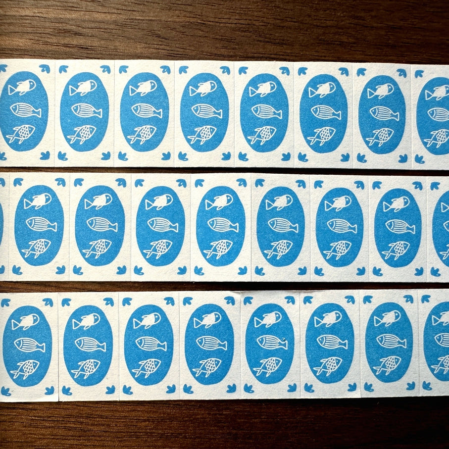 Somesortoffern - Mini Fishes label sticker roll SAMPLES