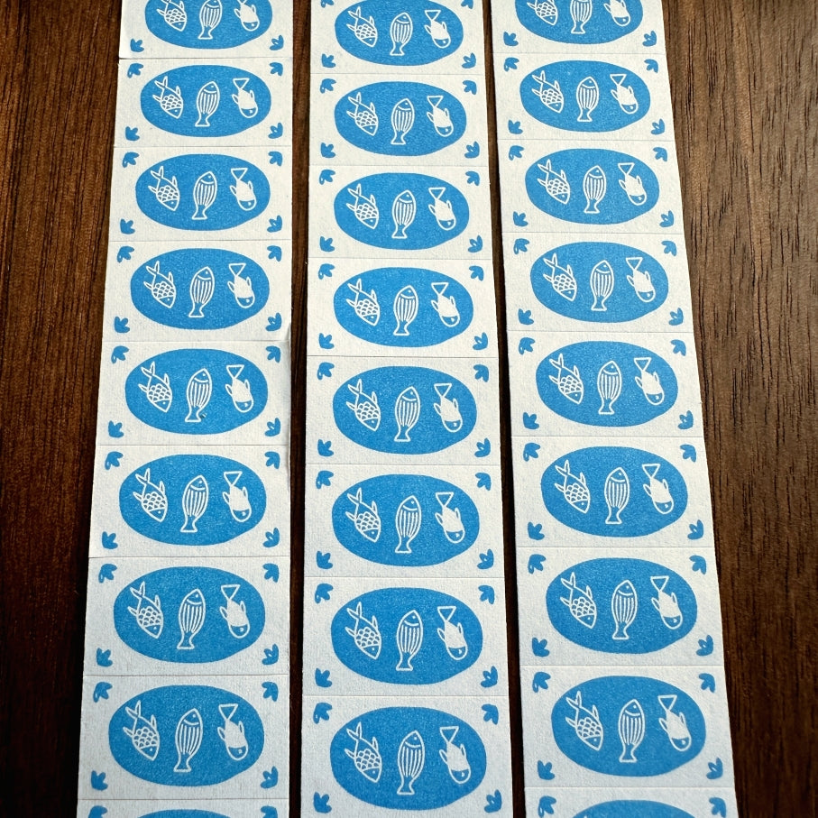 Somesortoffern - Mini Fishes label sticker roll SAMPLES