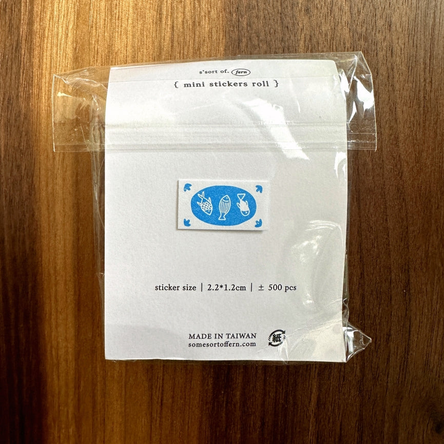 Somesortoffern - Mini Fishes label sticker roll SAMPLES