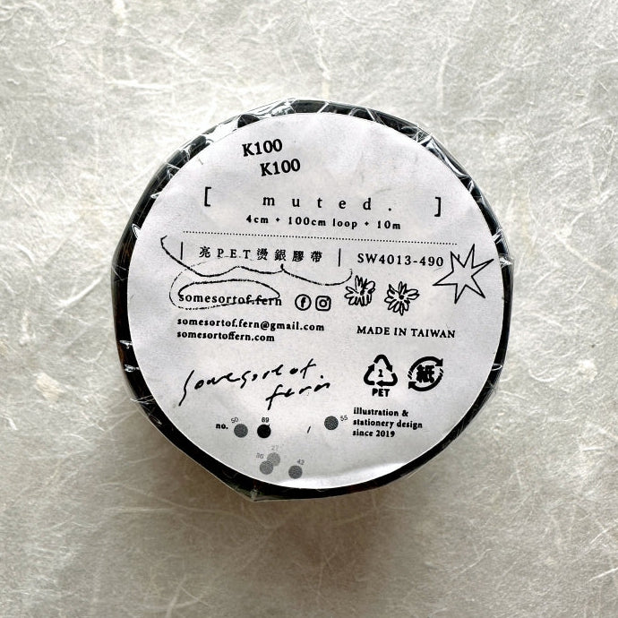 Somesortoffern - Matte Black Muted silver hot-stamped PET tape SAMPLES