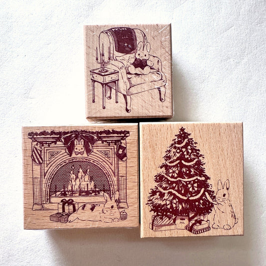 KumaYankee - Christmas Bunny rubber stamps