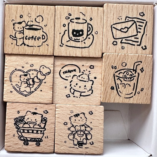 Muguang - Live a Good Life cat rubber stamps