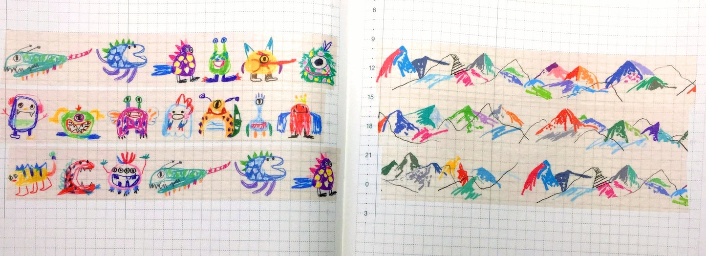 Sakay Ink - Little Monster & Mountains masking tape SAMPLES