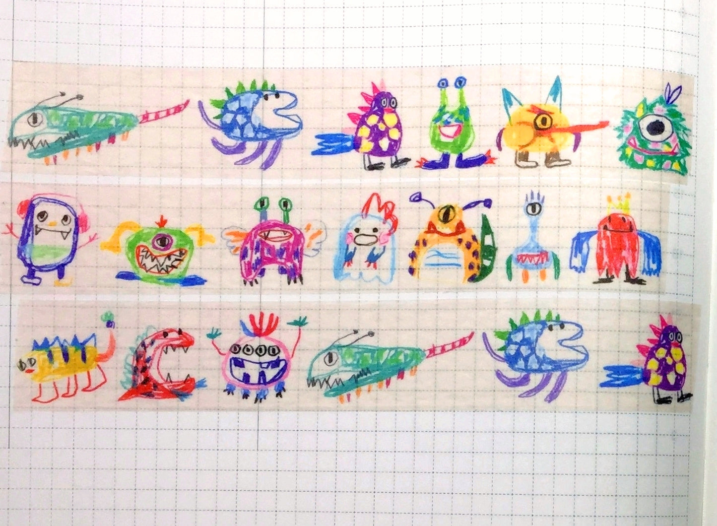 Sakay Ink - Little Monster & Mountains masking tape SAMPLES