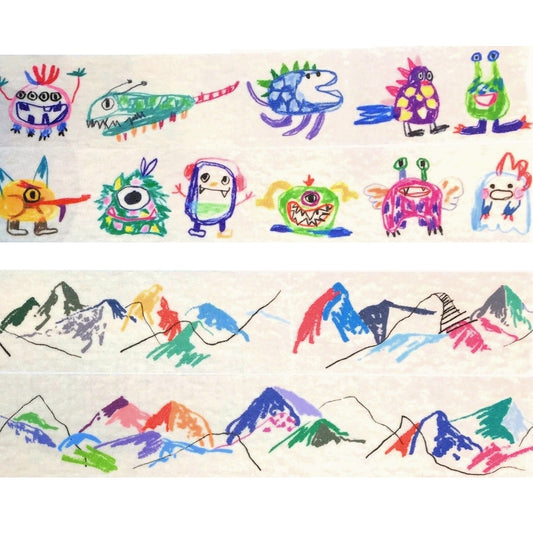Sakay Ink - Little Monster & Mountains masking tape SAMPLES