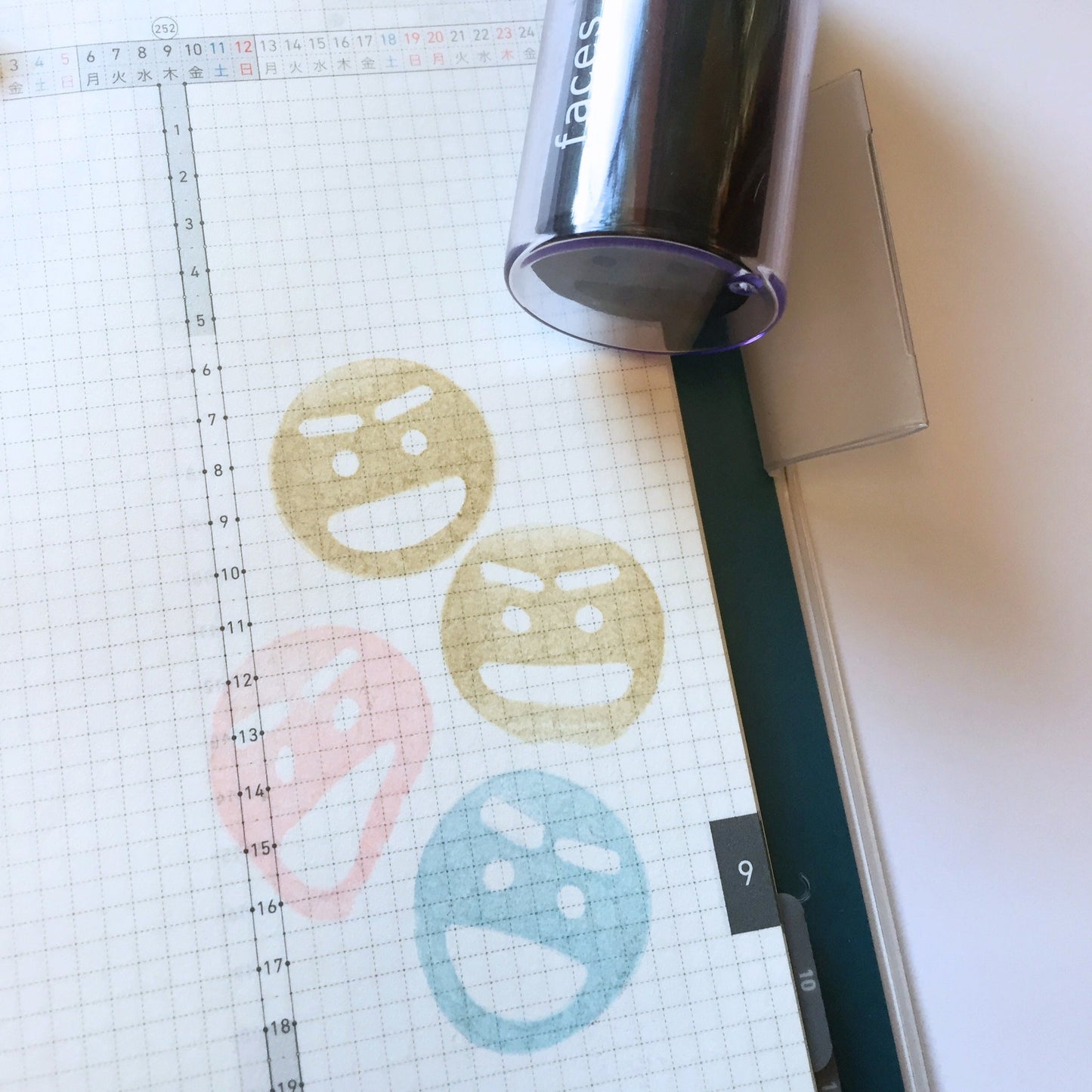 Shachihata - Emoji Face flexible rubber stamp [Pre-loved]