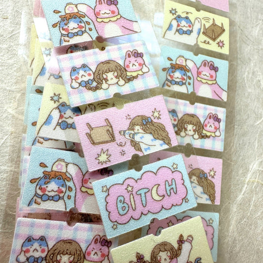 shō Little Happiness x Artsy Jadey - Angry Besties glitter label sticker roll SAMPLES