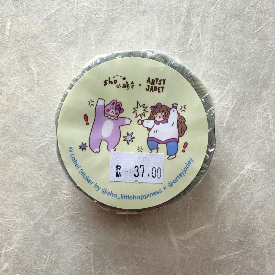 shō Little Happiness x Artsy Jadey - Angry Besties glitter label sticker roll SAMPLES
