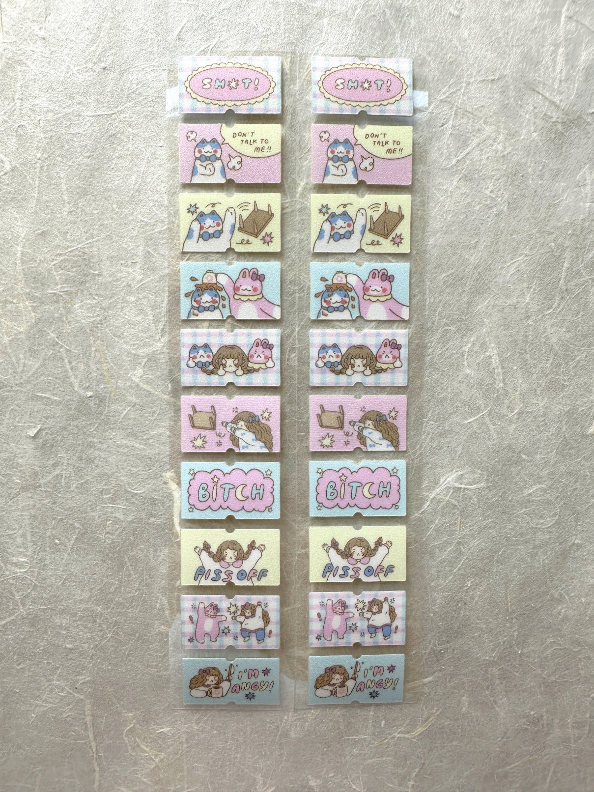 shō Little Happiness x Artsy Jadey - Angry Besties glitter label sticker roll SAMPLES