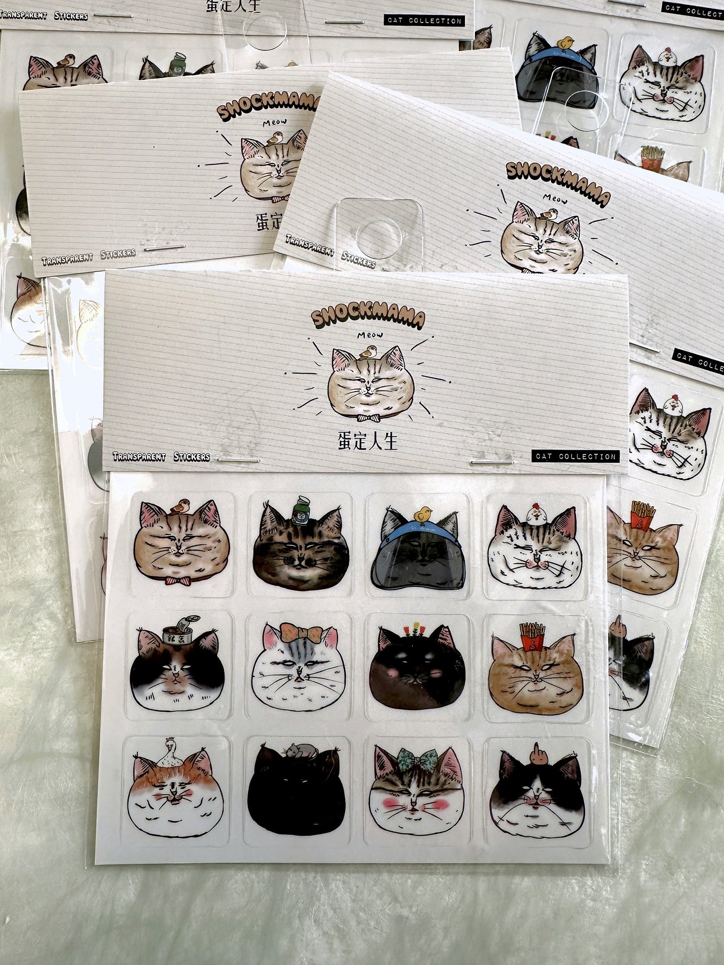 Shock Mama - Cat Collection transparent stickers