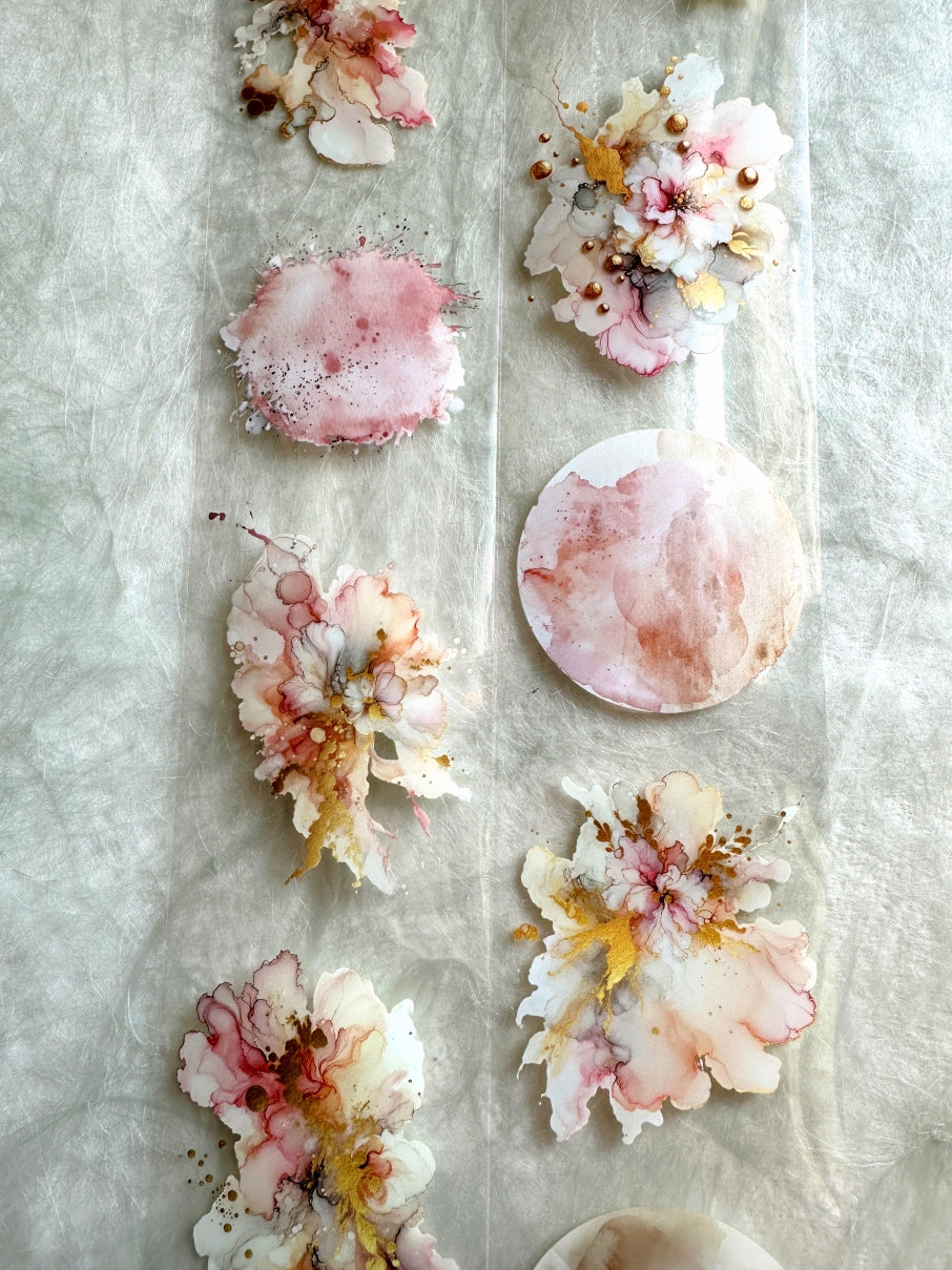 簡單手帳 - Color blooms with bronze-gold PET tape (6 cm x 125 cm) SAMPLES