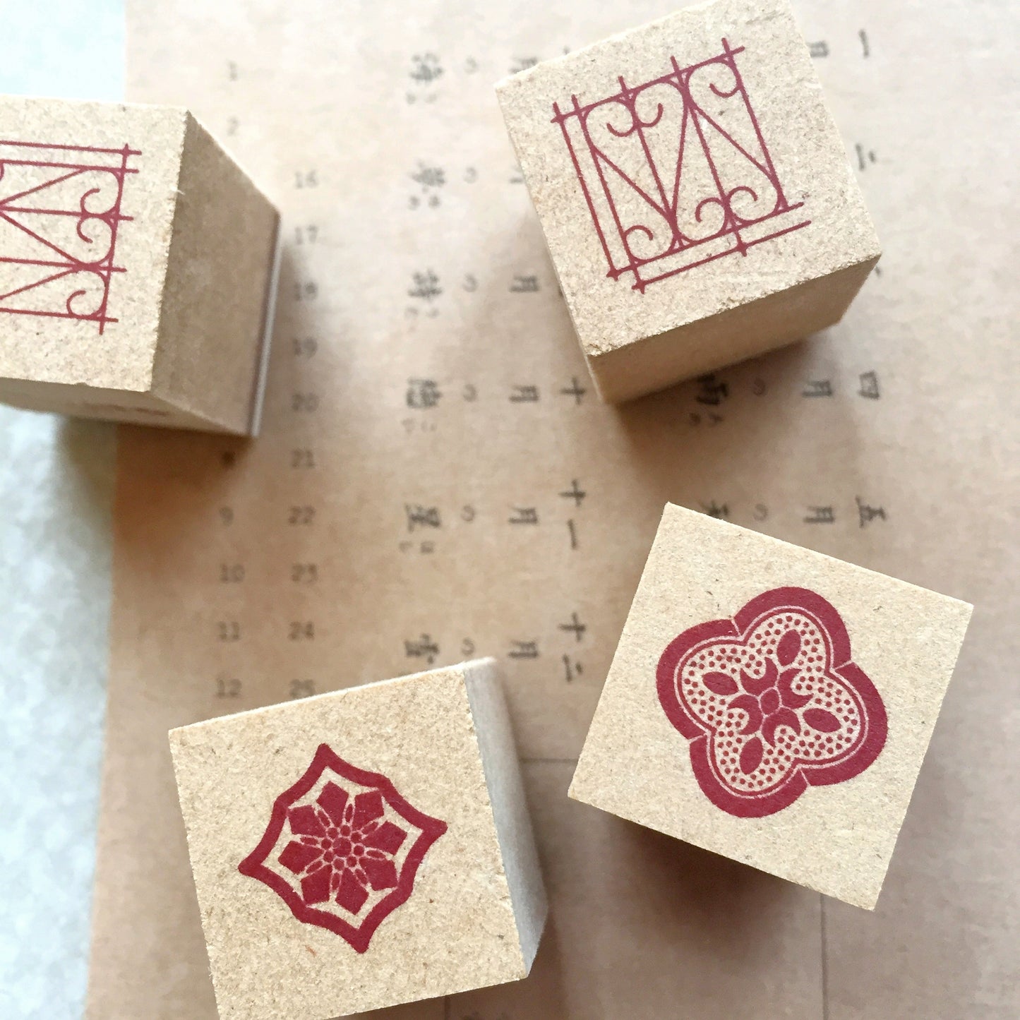 Somesortoffern - Tile pattern mini rubber stamps (gachapon)