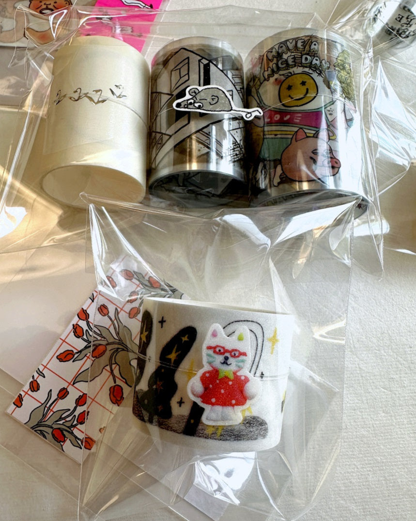 Sosom Room - cute critters kiss-cut glitter PET tape SAMPLES