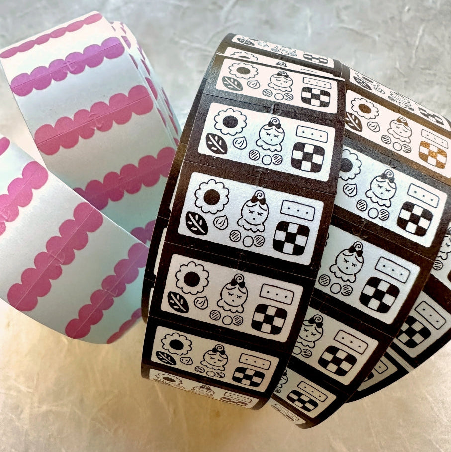 Stamp Marche - Scallop label sticker roll (writable & stampable) SAMPLES