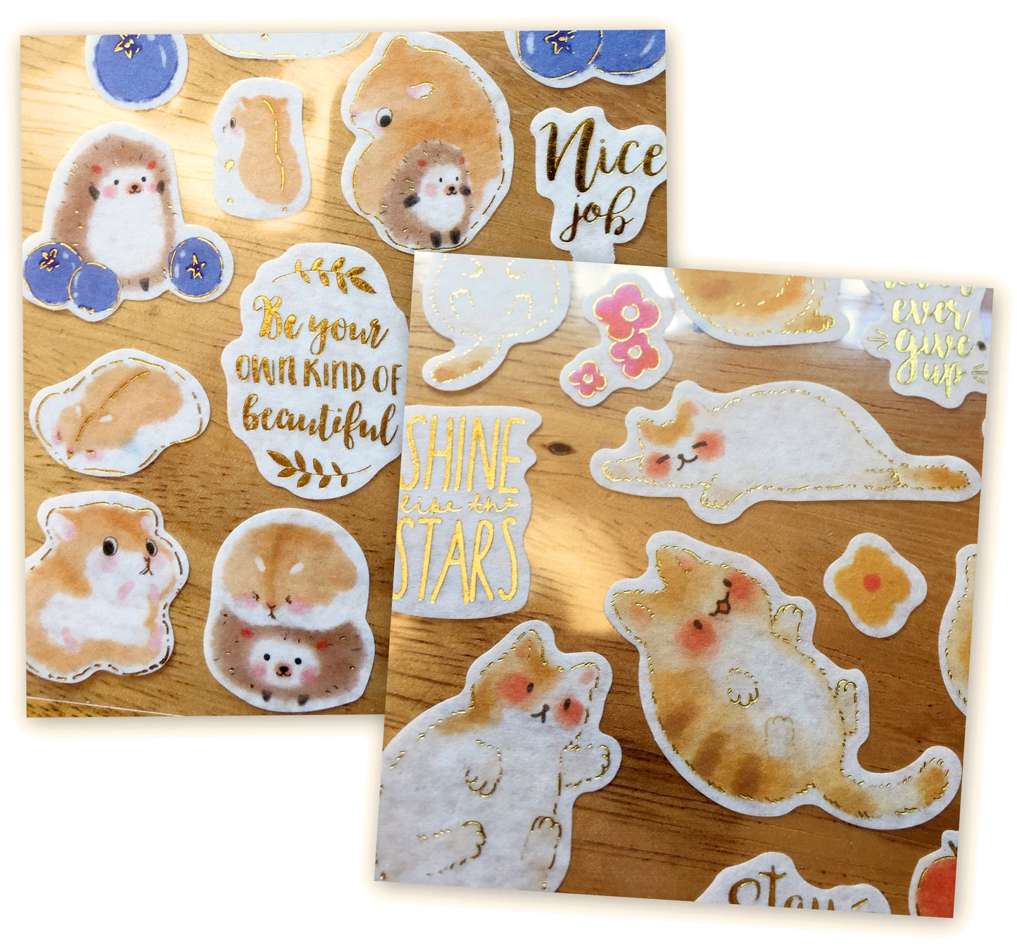 DESTASH - Cute animal gold-foil washi sticker sheets