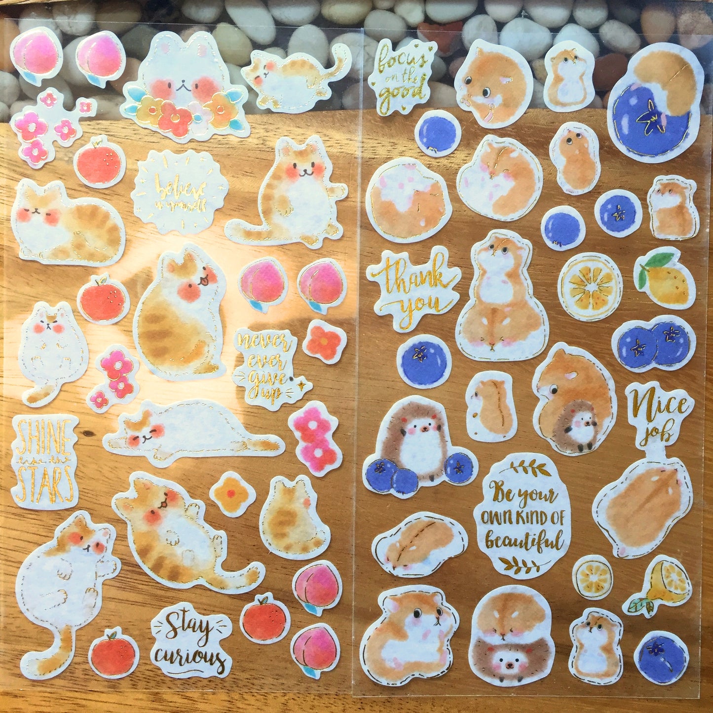 DESTASH - Cute animal gold-foil washi sticker sheets