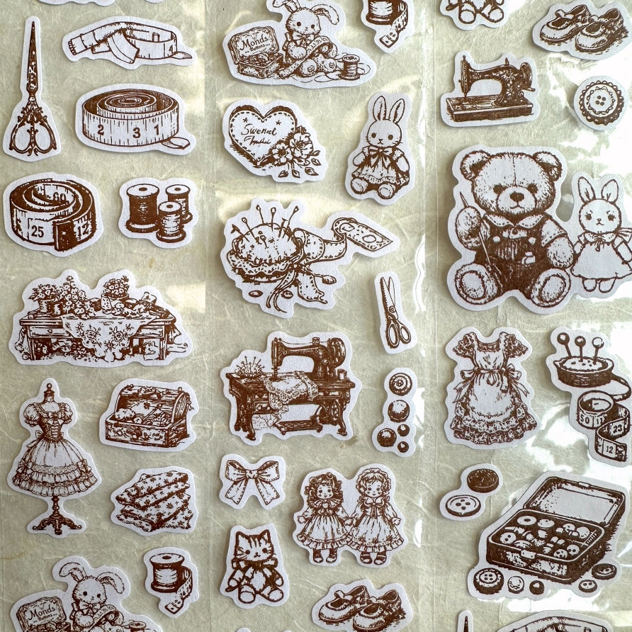 Tomato Jam Girl - Antique Tea Chat die-cut paper sticker roll SAMPLES