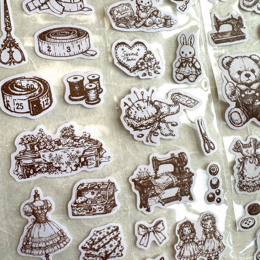 Tomato Jam Girl - Antique Tea Chat die-cut paper sticker roll SAMPLES