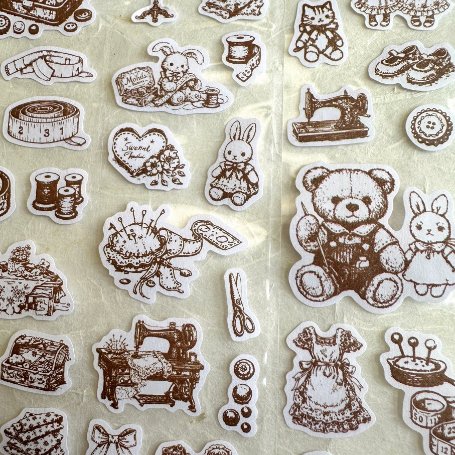 Tomato Jam Girl - Antique Tea Chat die-cut paper sticker roll SAMPLES