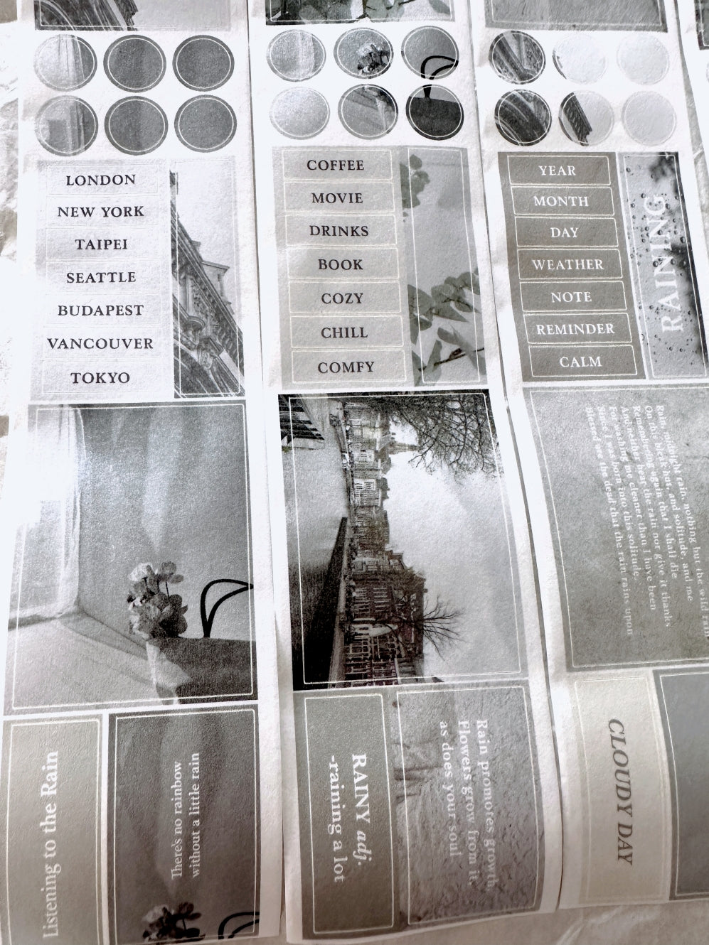 Traveling on Paper - Rainy Days kiss-cut washi tape SAMPLES