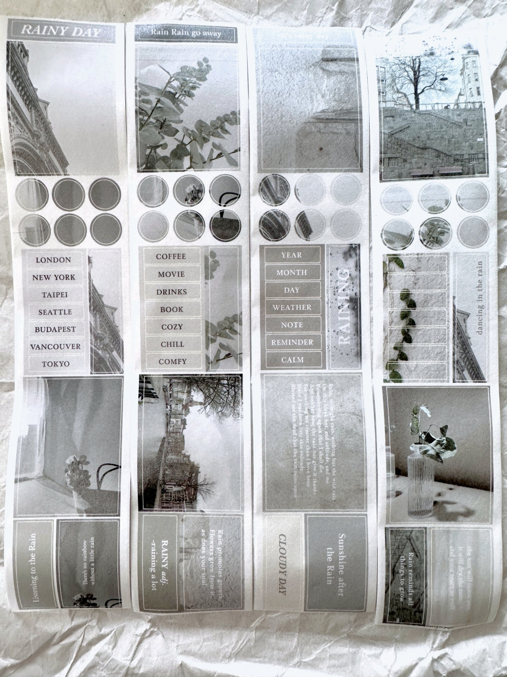 Traveling on Paper - Rainy Days kiss-cut washi tape SAMPLES