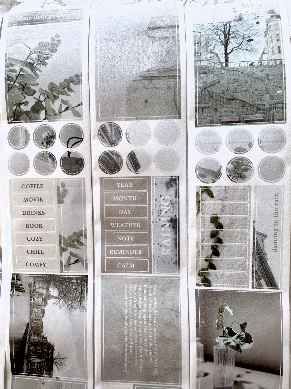 Traveling on Paper - Rainy Days kiss-cut washi tape SAMPLES