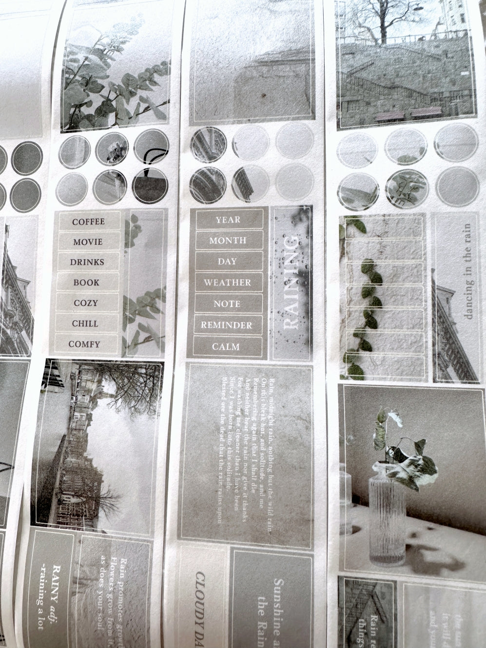 Traveling on Paper - Rainy Days kiss-cut washi tape SAMPLES