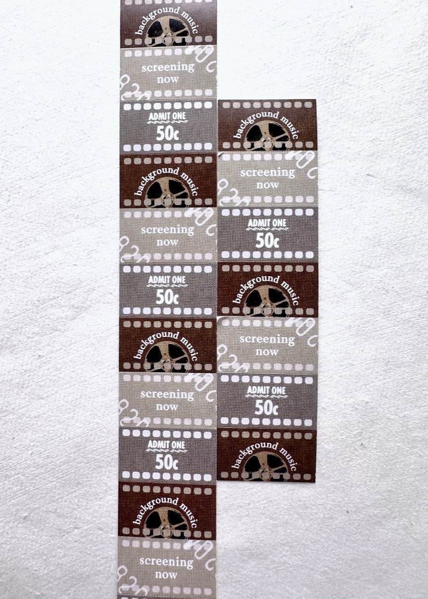 Traveling on Paper - About Film label sticker roll SAMPLES