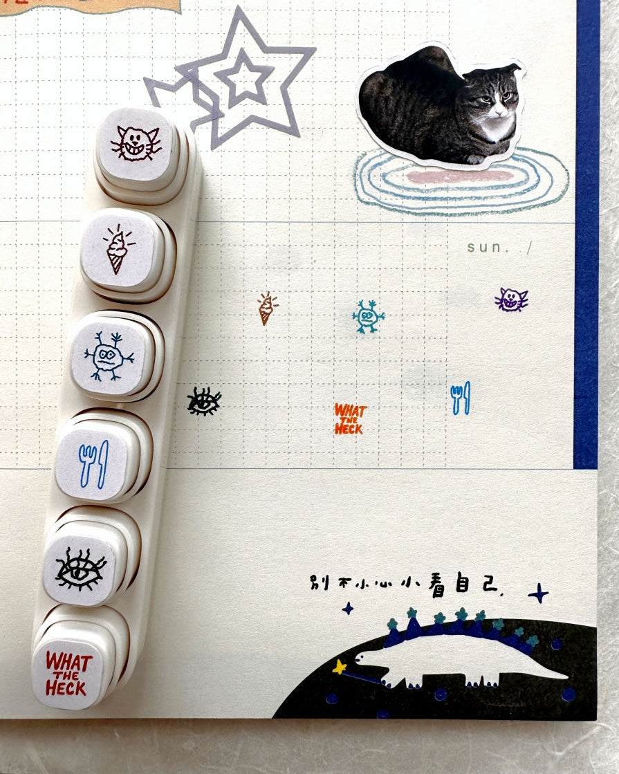 TAOthings Studio - Scribble Plan Collection - Odds 'n Ends pre-inked push stamp set