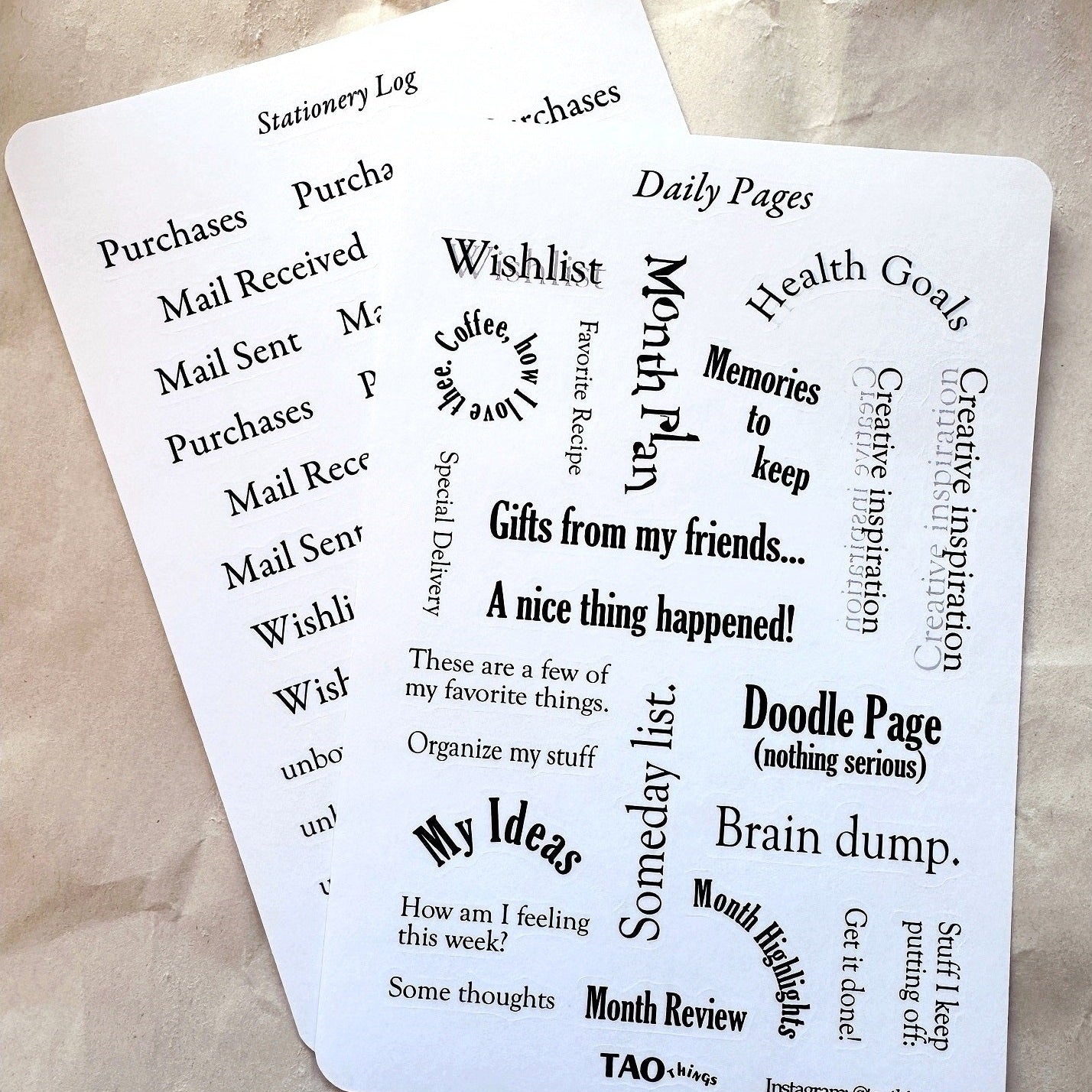 Daily Pages - sticker sheet by TAOthings Studio