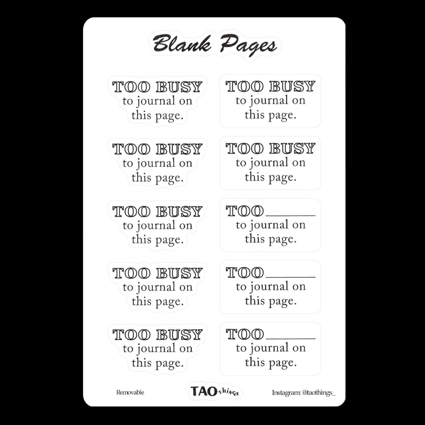 Blank Pages - sticker sheet by TAOthings Studio