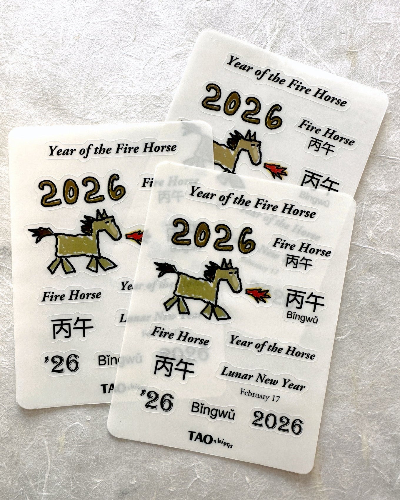 Year of the Fire Horse - mini clear sticker sheet by TAOthings Studio