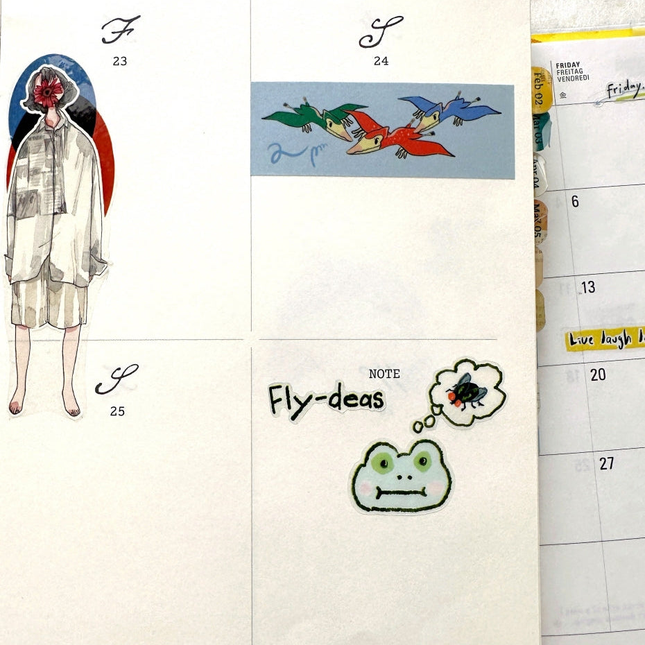 Flies - hand-drawn sticker set (2 pieces) by TAOthings Studio
