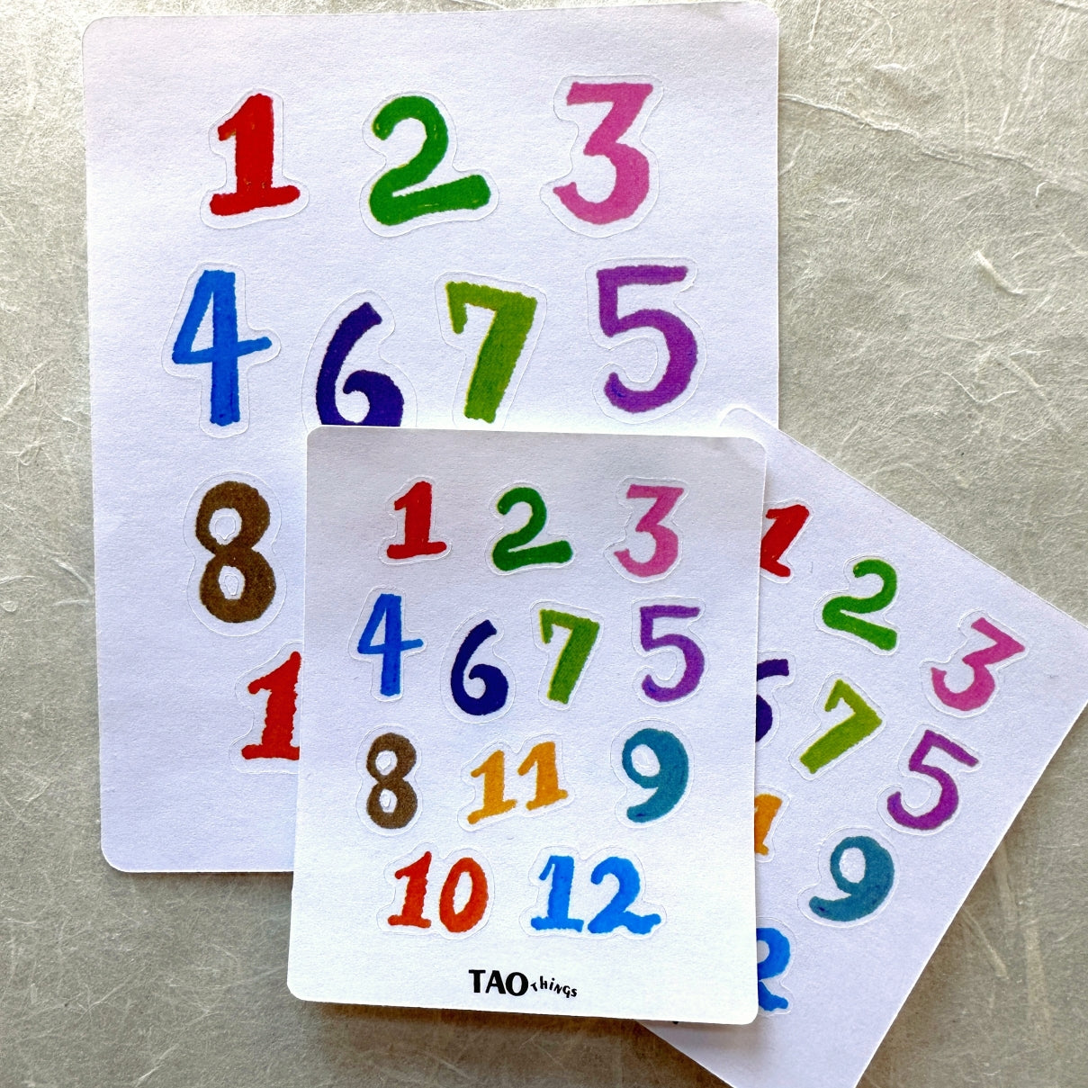 Crayon Numbers - sticker sheets (set of three) by TAOthings Studio