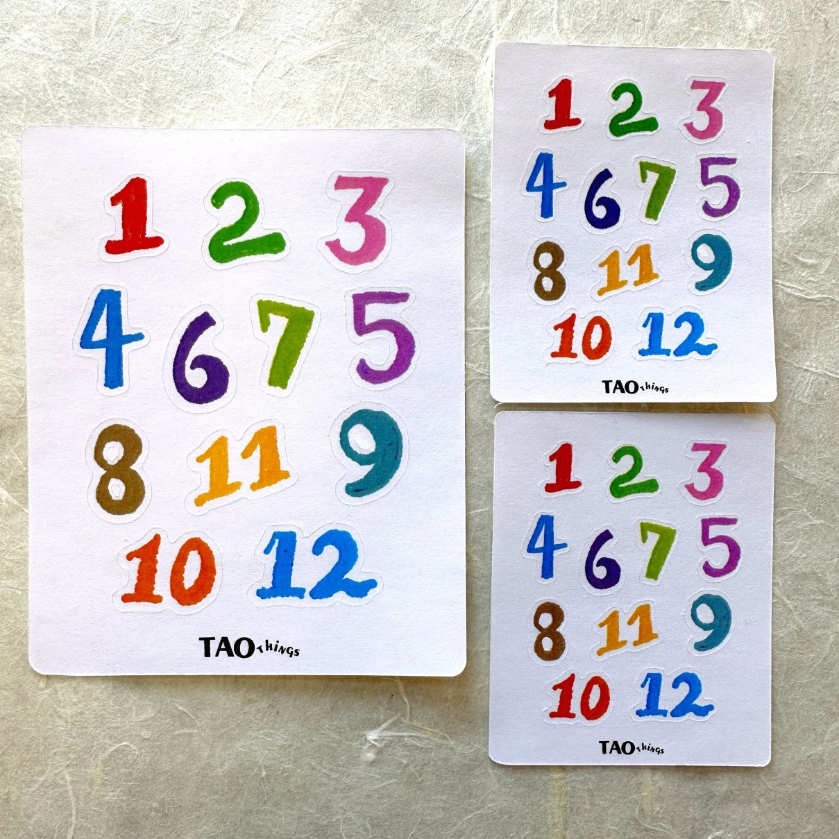 Crayon Numbers - sticker sheets (set of three) by TAOthings Studio