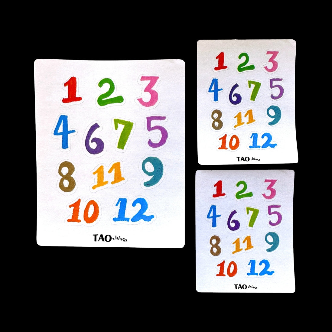 Crayon Numbers - sticker sheets (set of three) by TAOthings Studio