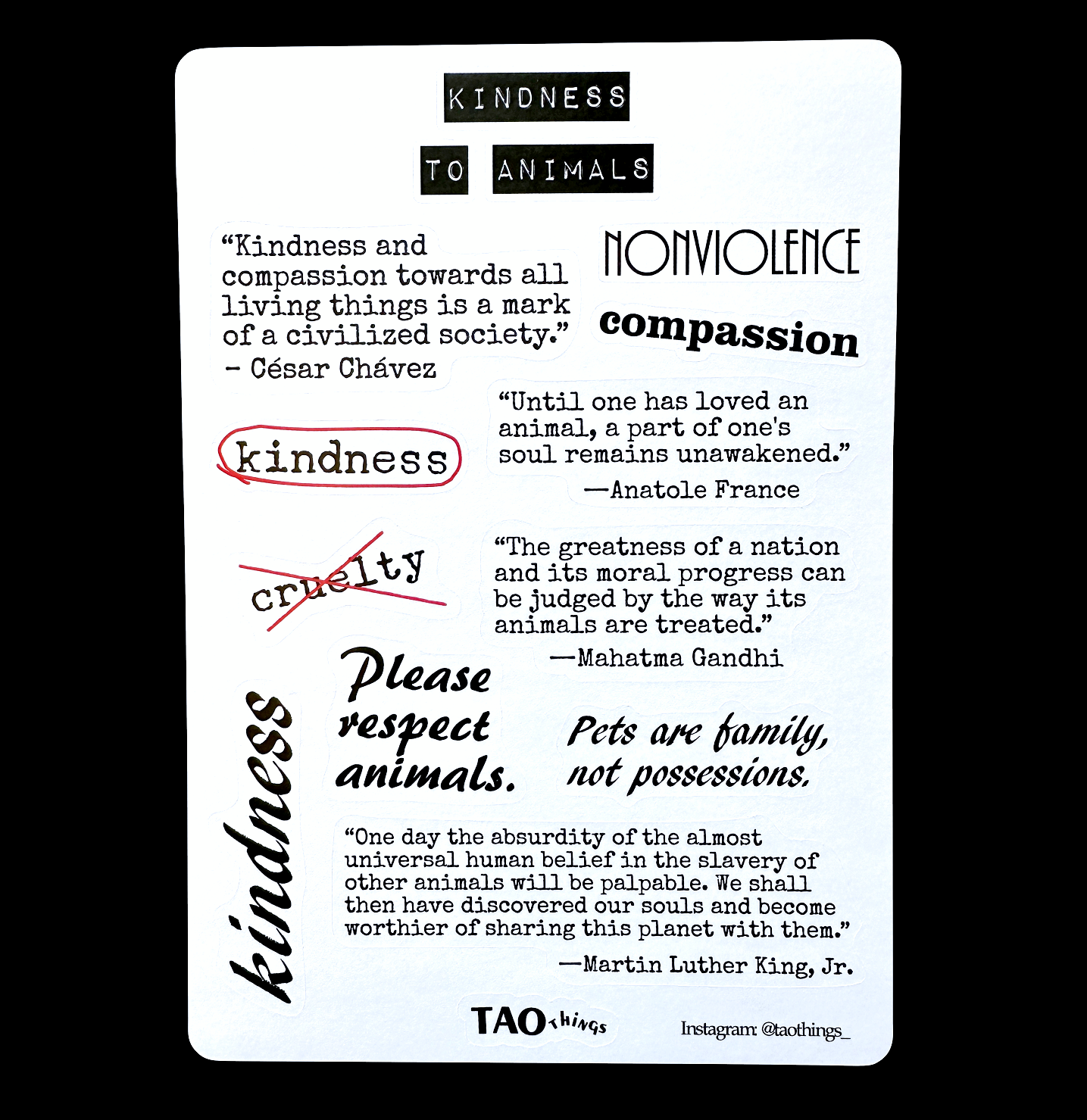 Kindness to Animals - sticker sheet by TAOthings Studio