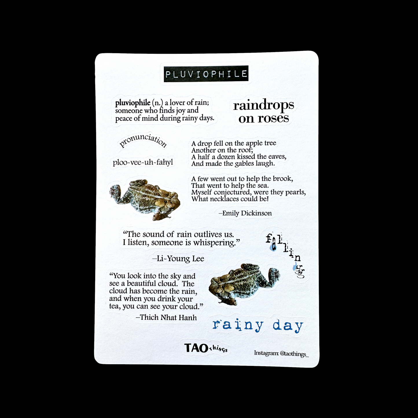 Pluviophile - sticker sheet by TAOthings Studio