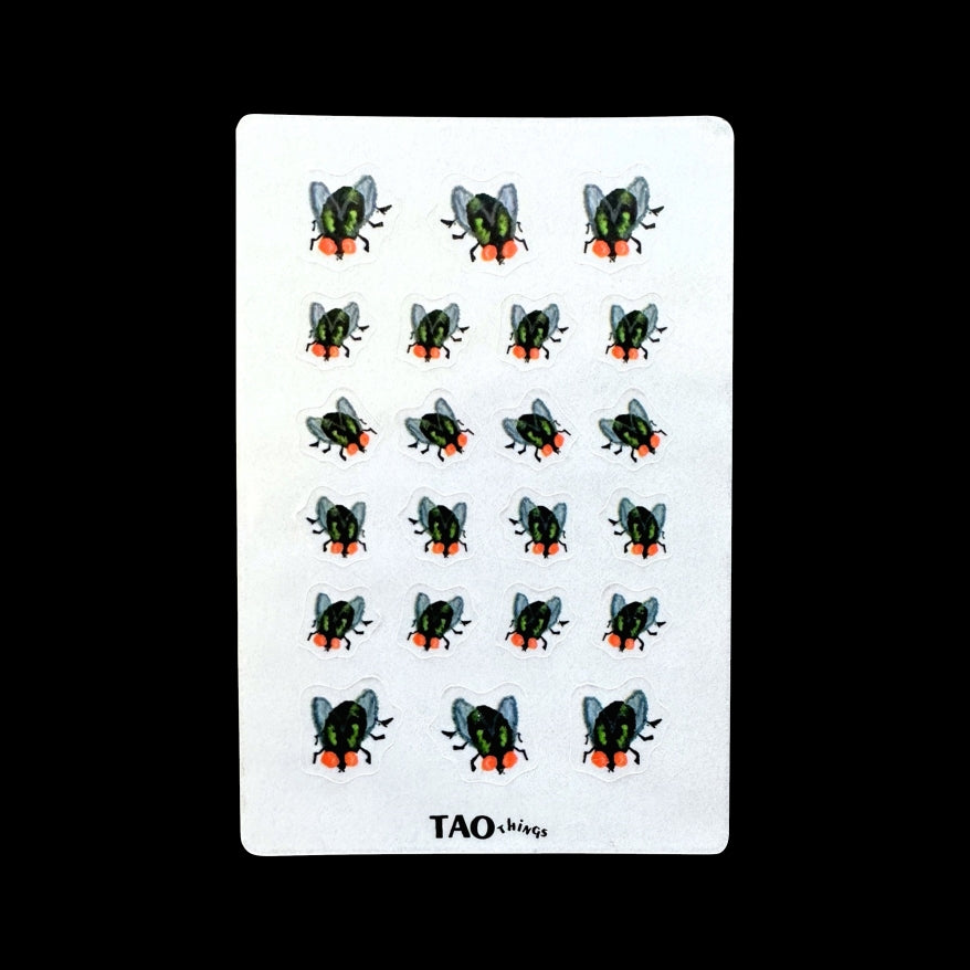 Flies - hand-drawn sticker set (2 pieces) by TAOthings Studio