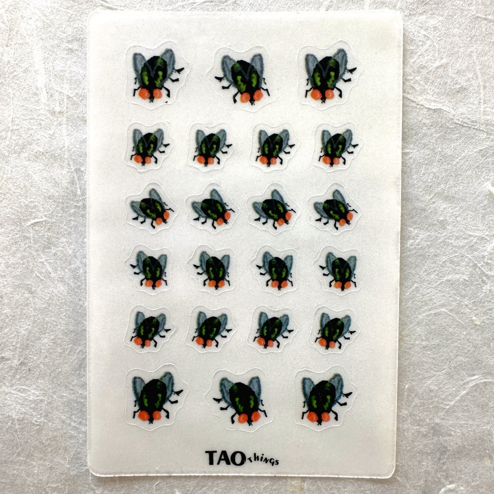 Flies - hand-drawn sticker set (2 pieces) by TAOthings Studio