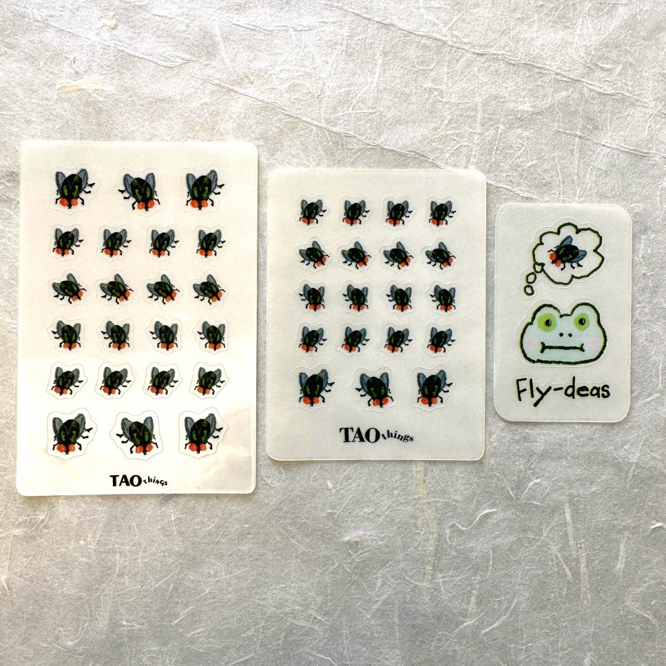 Flies - hand-drawn sticker set (2 pieces) by TAOthings Studio