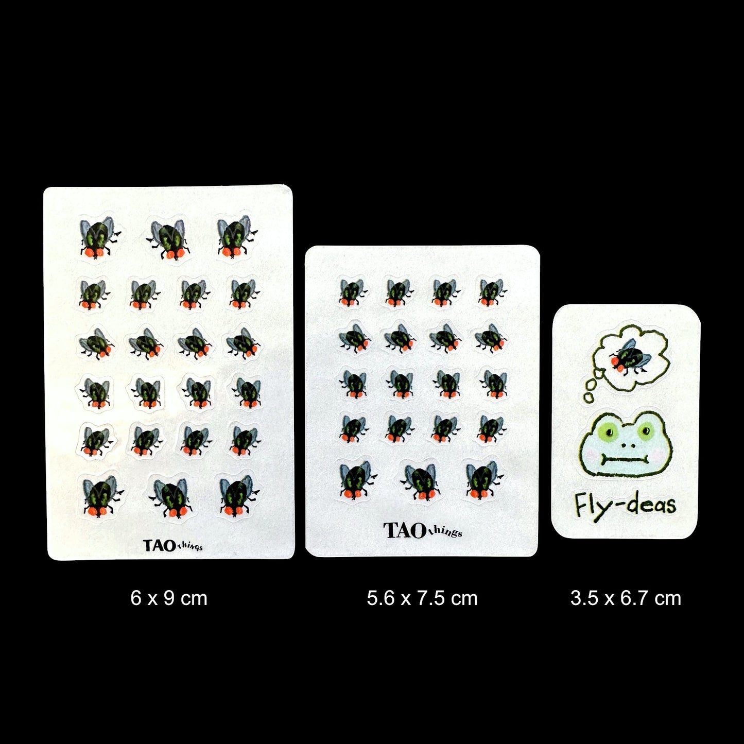 Flies - hand-drawn sticker set (2 pieces) by TAOthings Studio