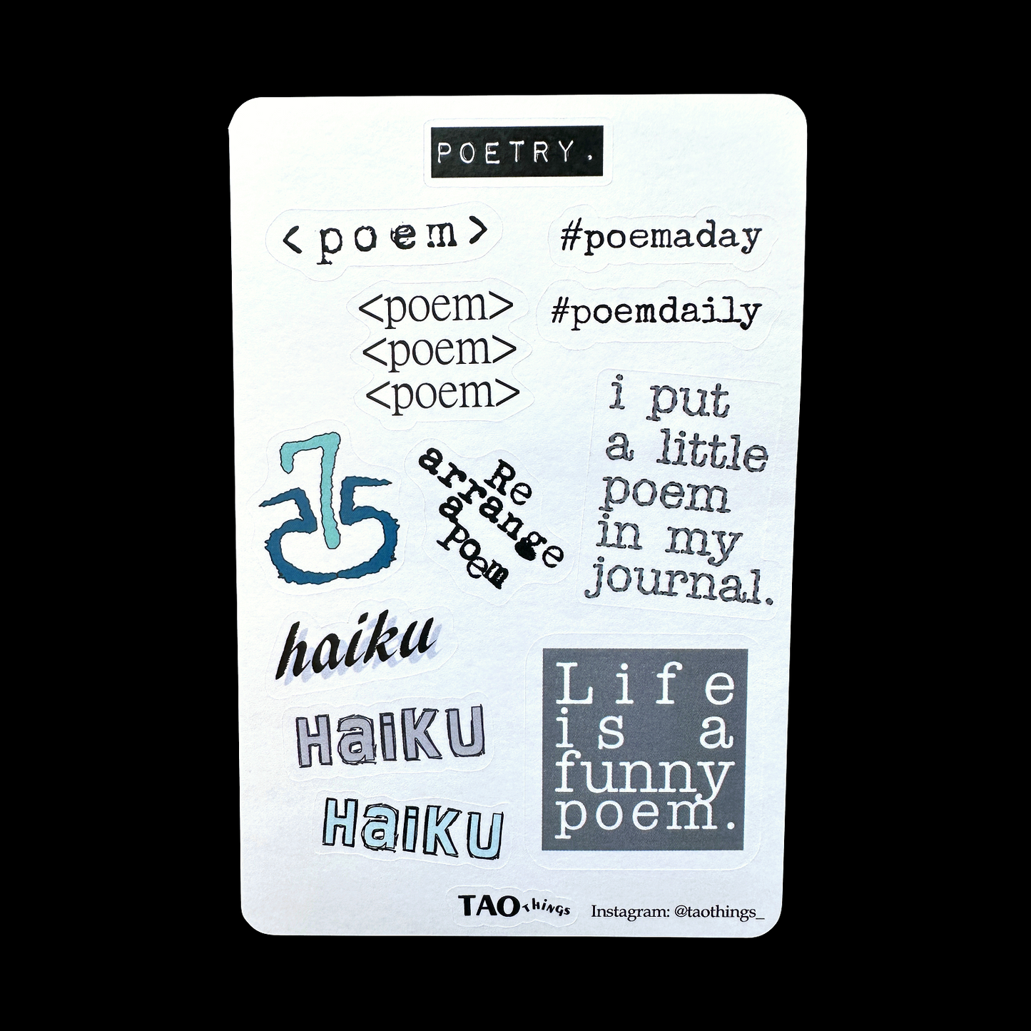 Zen Poetry & Haiku - sticker sheets by TAOthings Studio