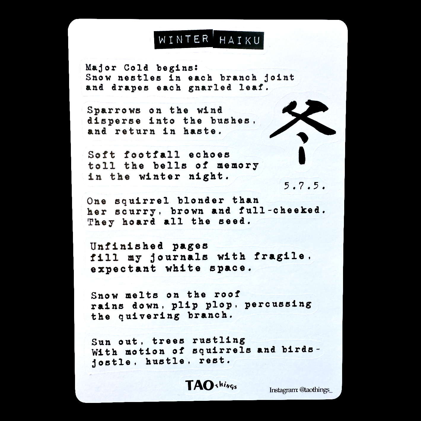 Winter Haiku - sticker sheets by TAOthings Studio