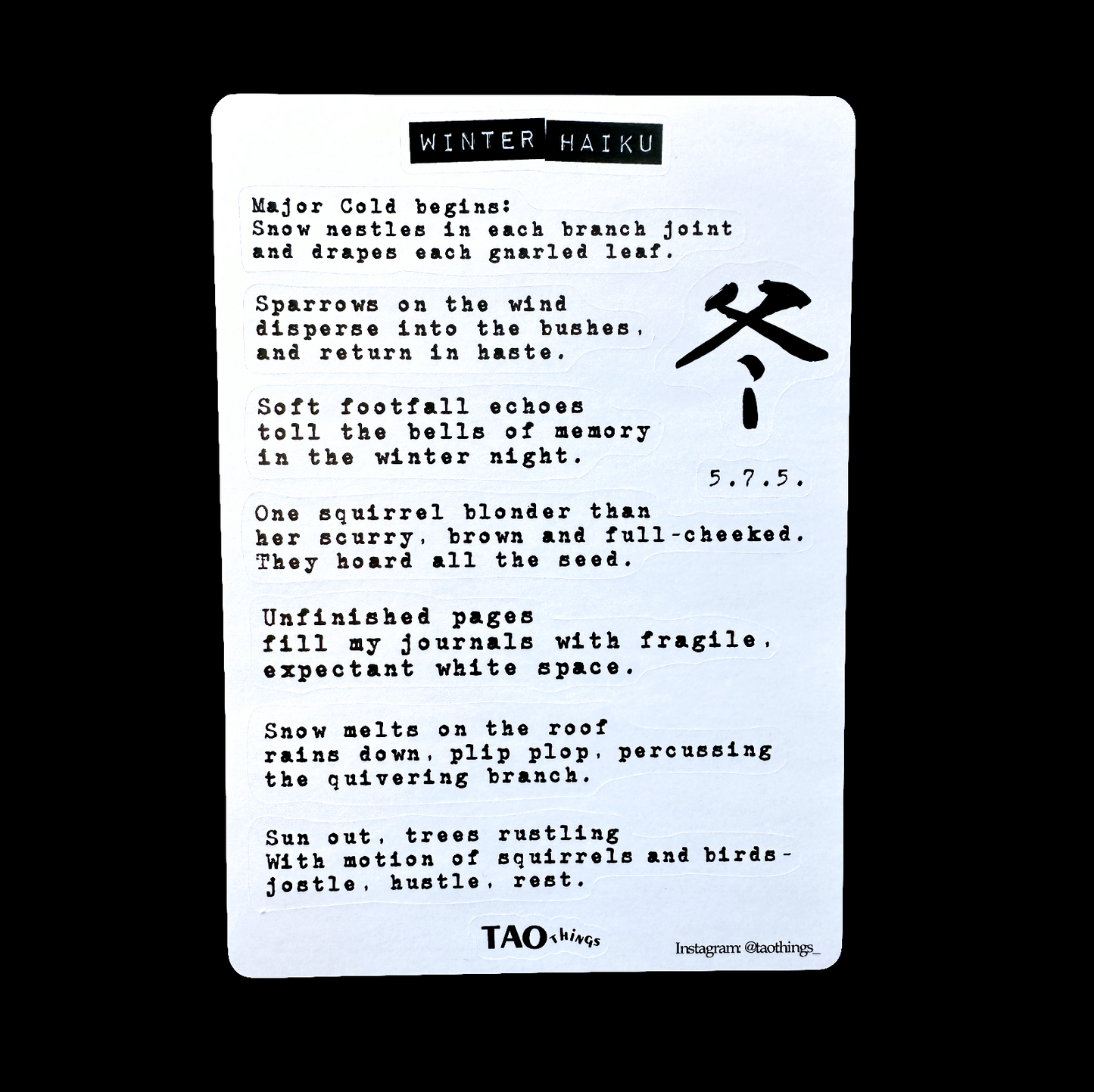 Winter Haiku - sticker sheets by TAOthings Studio