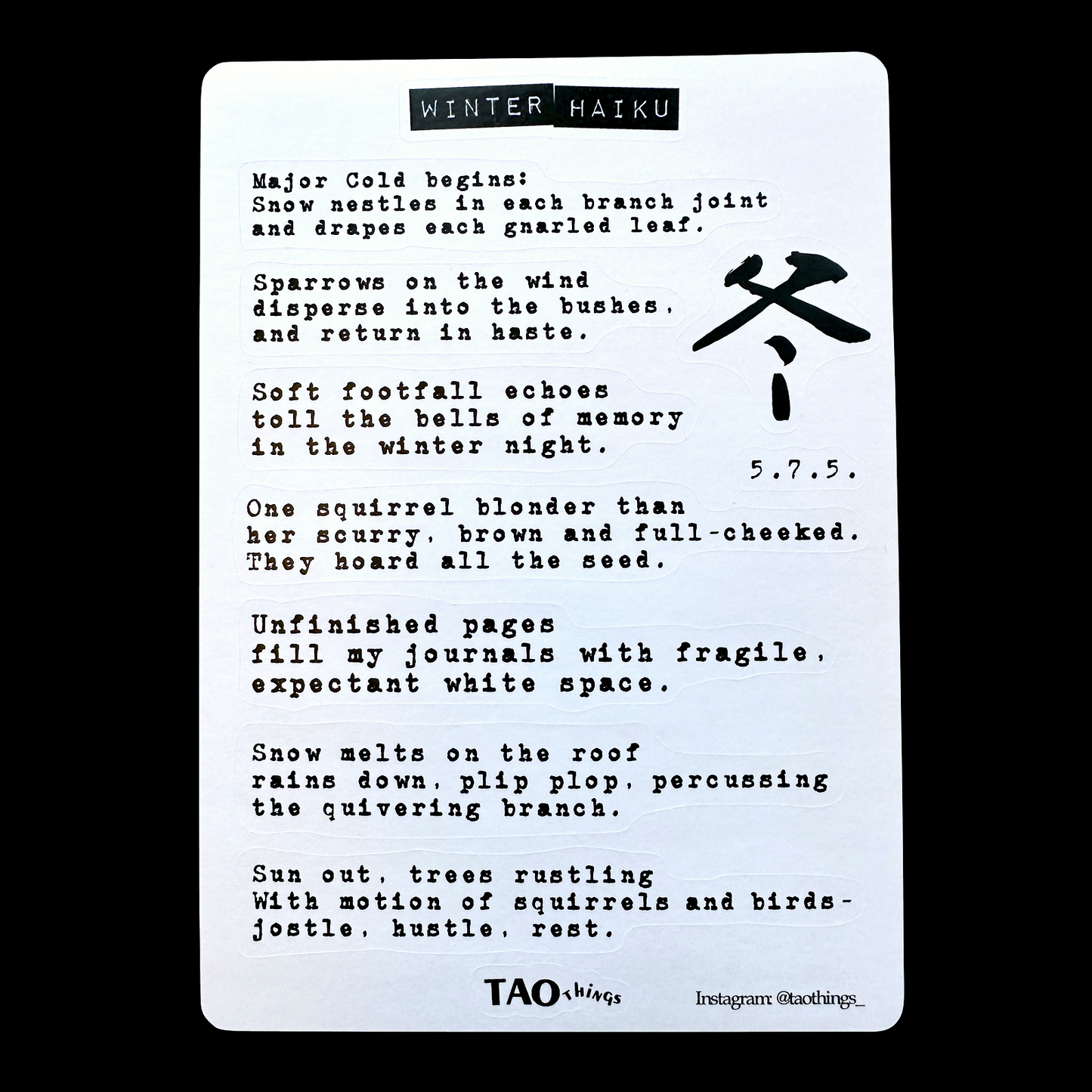 Winter Haiku - sticker sheets by TAOthings Studio