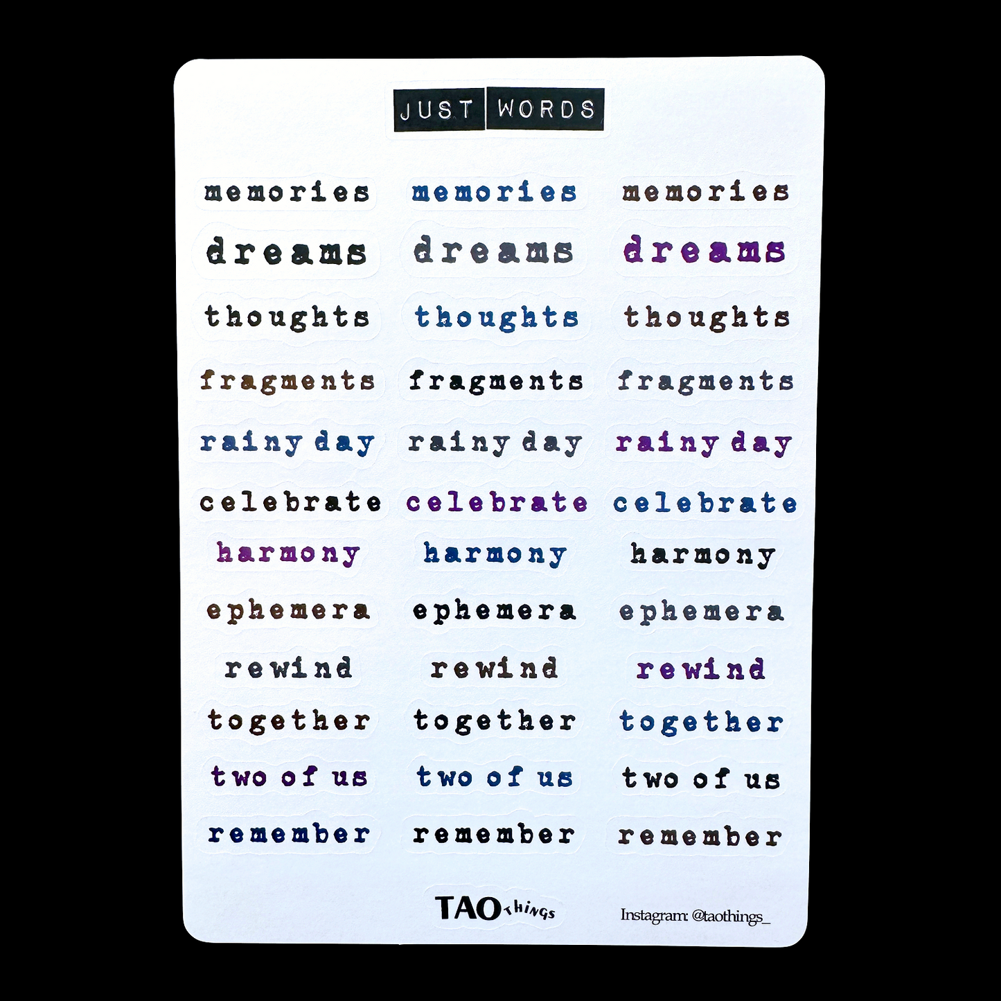 Just Words - sticker sheet by TAOthings Studio