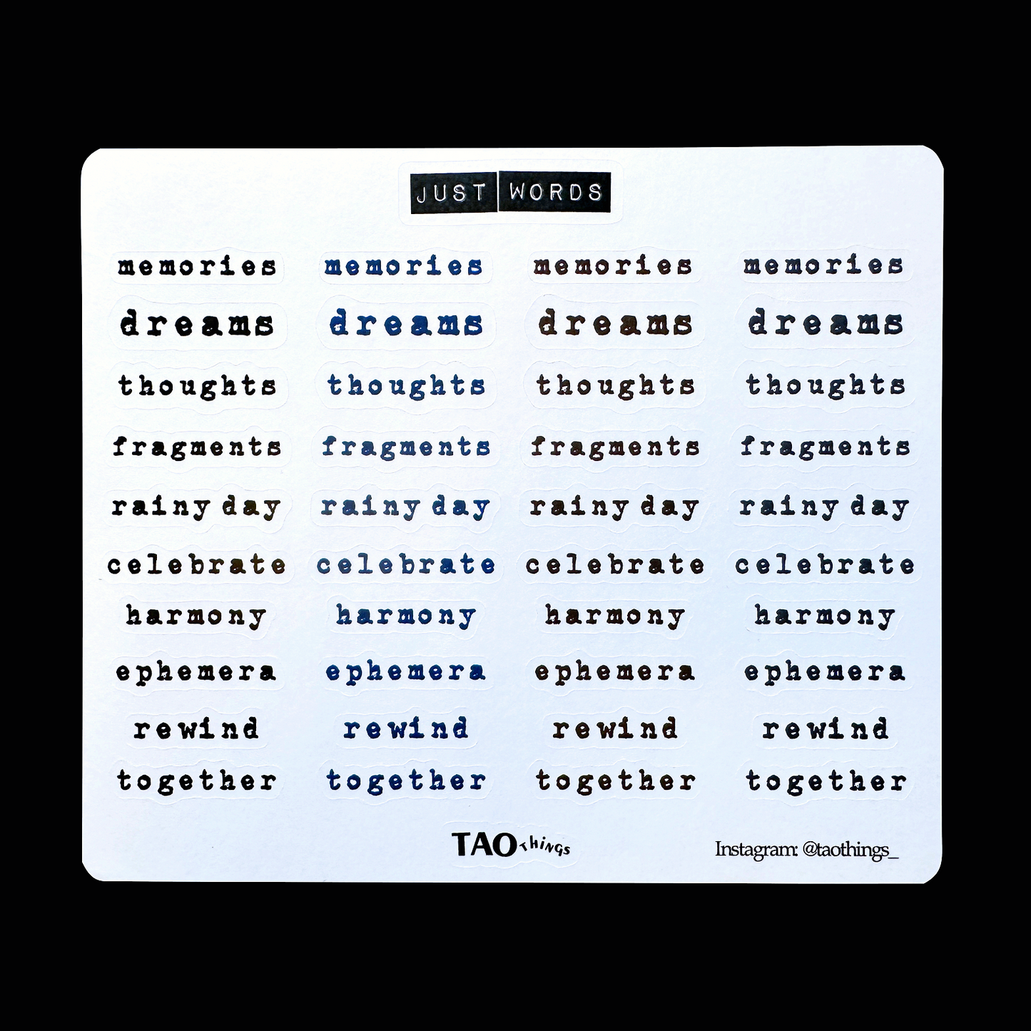 Just Words - sticker sheet by TAOthings Studio